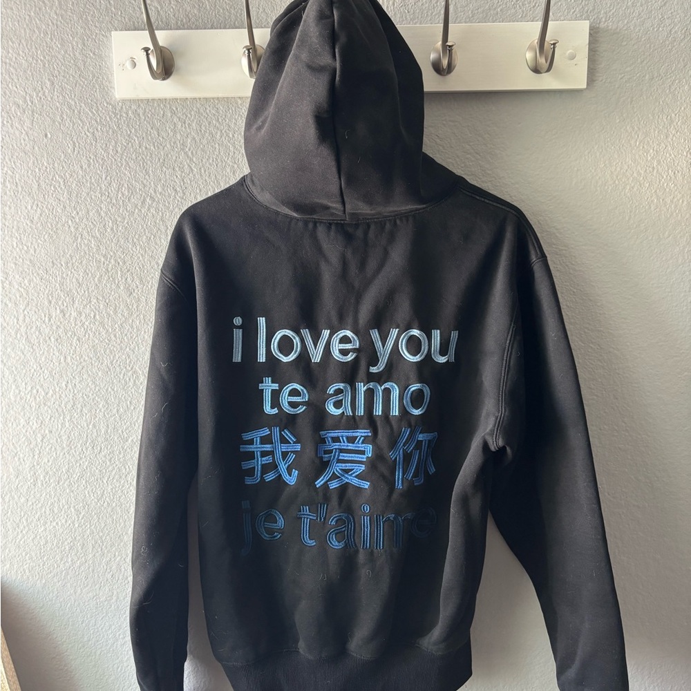 Black Hoodie with Multilingual Love Print